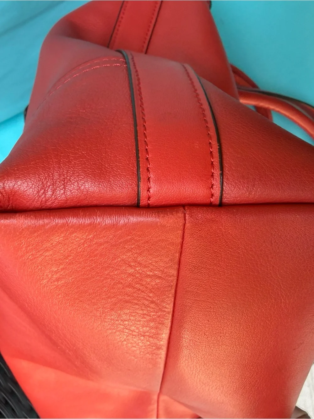 Coach Red Leather Tote with Tassel Accent and Removable Strap